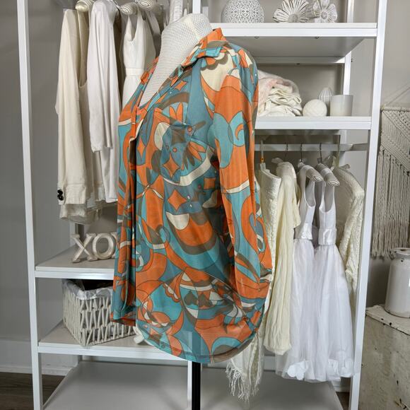 MULTIPLES Tops - Multiples Women's Size L Abstract Print Tank and Button Up Blouse Set